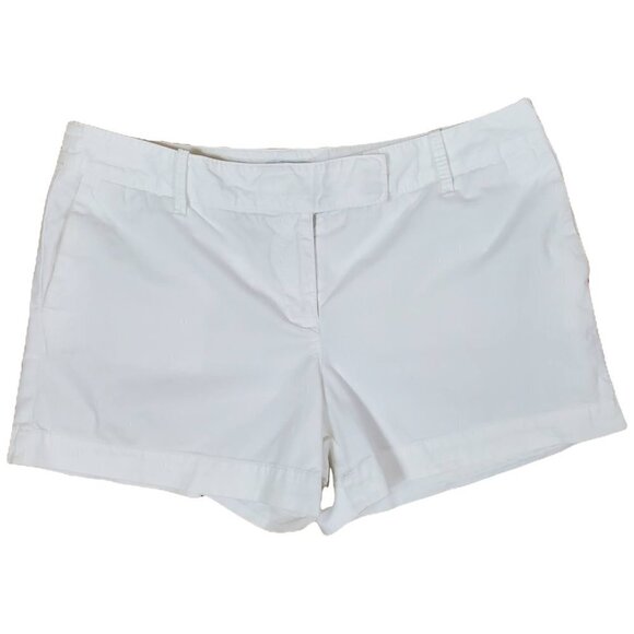 💎196 LOFT Ann Taylor Flat Front White Chino Shorts - Picture 1 of 5